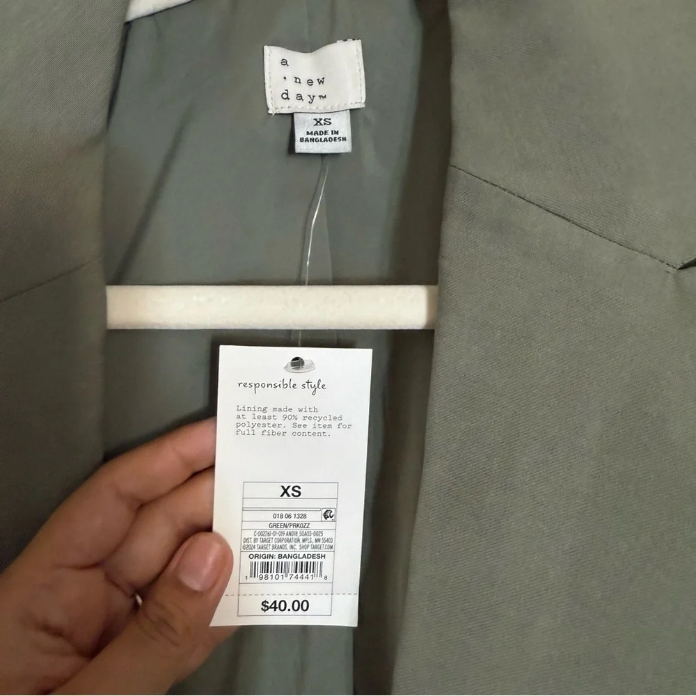 A New Day Women's Double Breasted Blazer Jacket Back Slit Mid Length - Picture 5 of 9